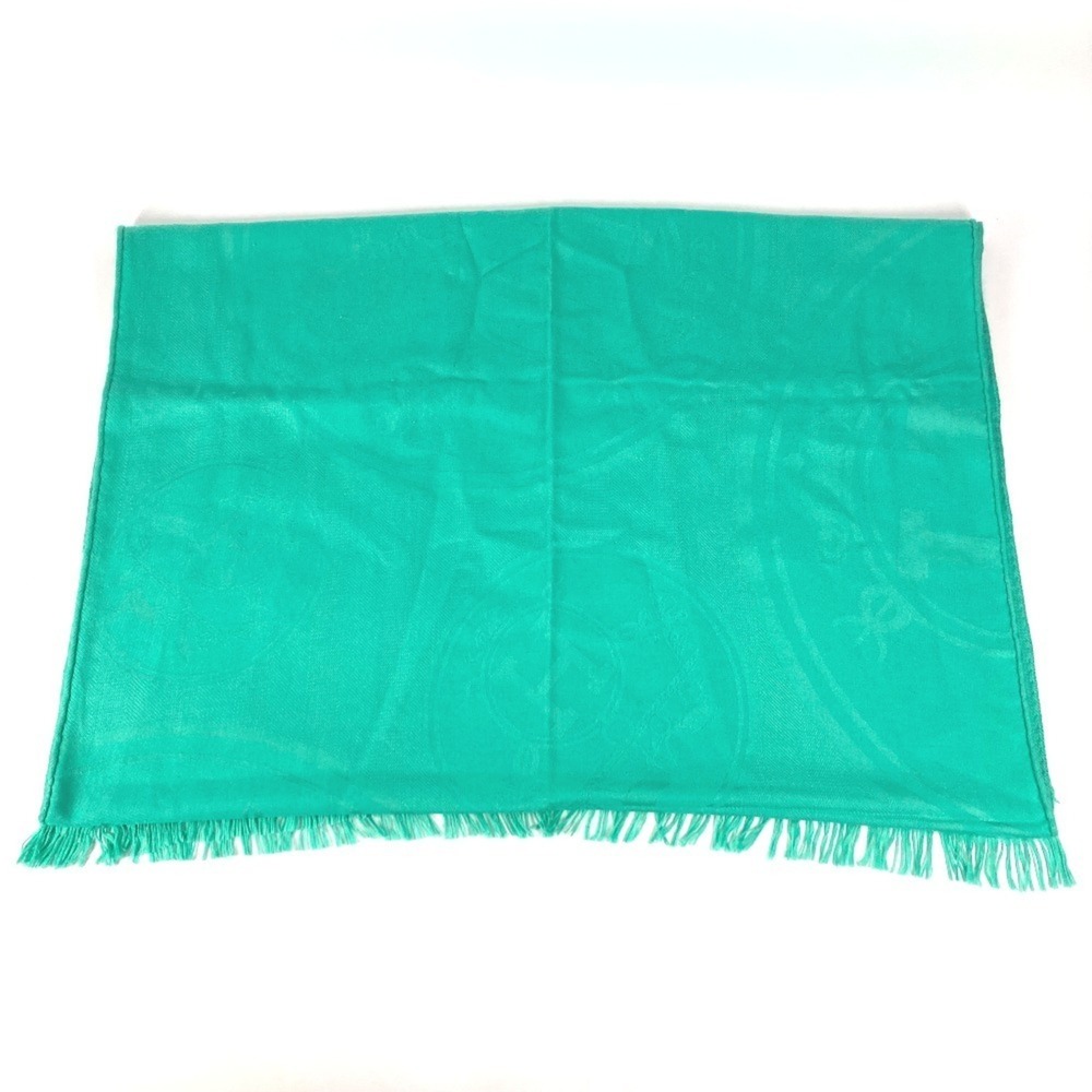 HERMES New Libris Shawl, Fringe Scarf, Cashmere, Silk, Men's & Women's, Green - Picture 4 of 14